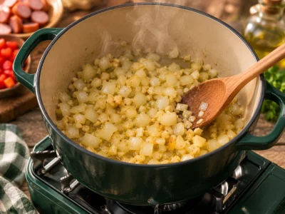 Zwiebeln und Knoblauch andünsten