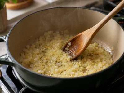 Zwiebel und Knoblauch vorbereiten