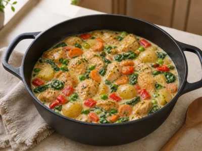One Pot Gerichte mit Hähnchen – cremiger Kartoffel-Gemüse-Topf