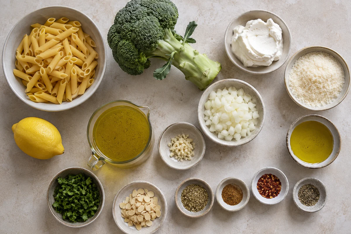 Zutaten für One Pot Pasta Brokkoli ohne Sahne